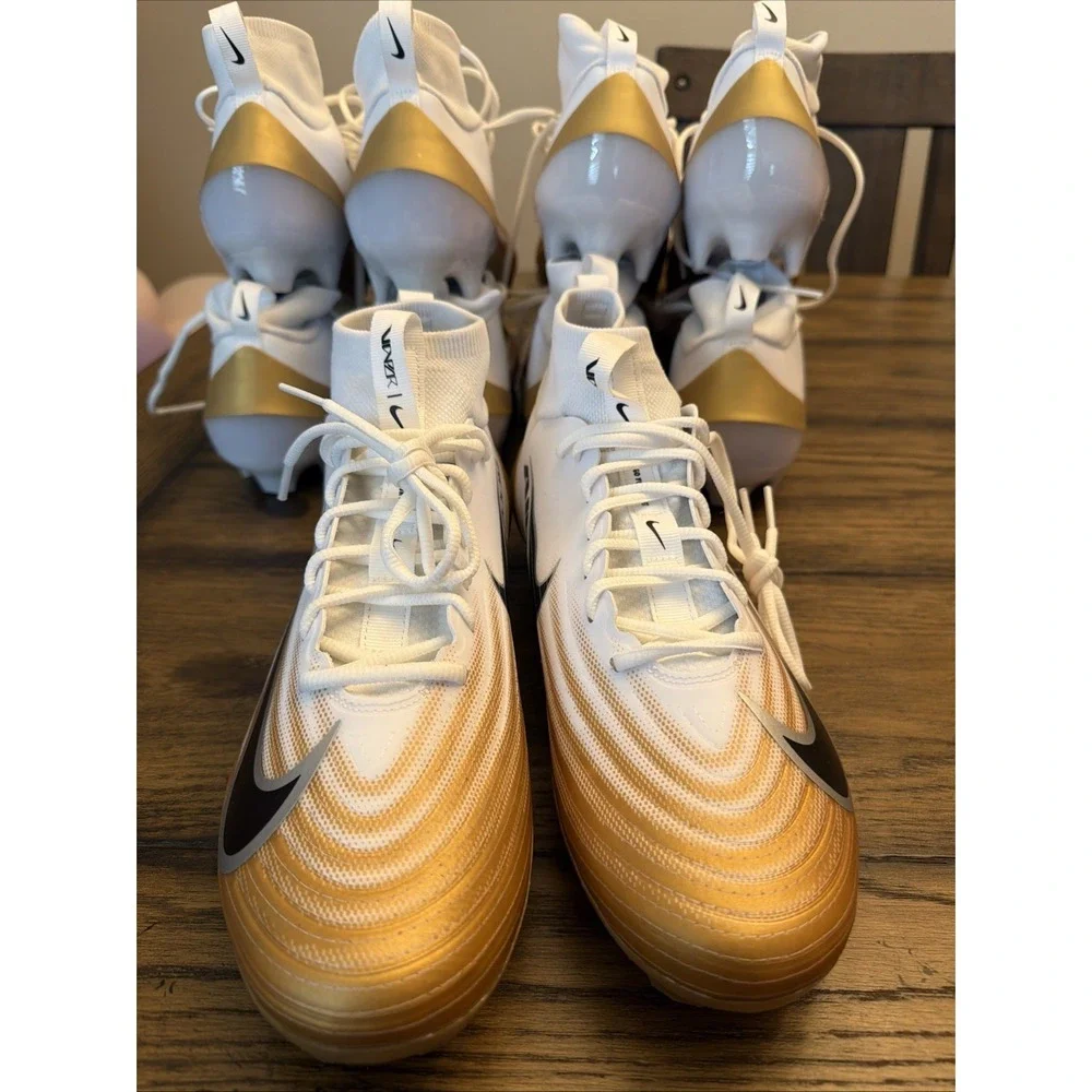 Brand new Nike Air Zoom Vapor Pro 1 Football Cleats White/Gold Men's Size 10.5